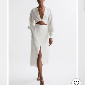 Reiss Linen Axelle High Rise Skirt